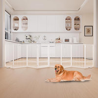 Full Metal Freestanding Dog Gate with Door, 36''Height Foldable Pet Dog Fence for Indoor & Outdoor, 8 Panels Extra Wide Free Standing TallDog Gates for Doorways,House,Stairs,Porch,Deck,Yard