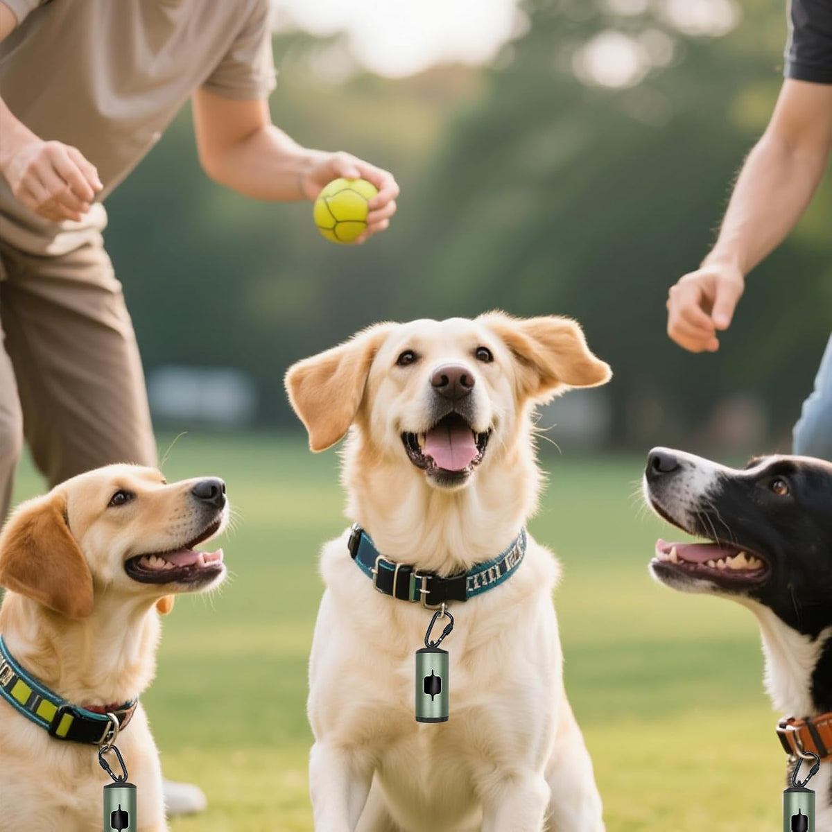 Metal Dog Poop Bag Holder 2-Pack w/Leash Clip - Dark Green / 1 Holder 15 Bags - image 2
