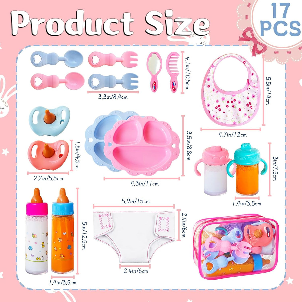 Woozettn 13 Pcs Baby Doll Accessories Magic Bottle Set - 17 Pcs - image 2