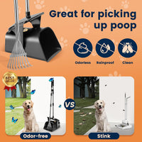 Pooper Scooper for Large Dogs Heavy Duty Swivel Bin & Rake with 20 - image 2