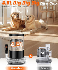 Dog Grooming Vacuum, 4.5L Extra-Large Dust Cup Dog Grooming Kit, 14000Pa High-Suction Pet Groomer with Clippers, Low-Noise All-in-One Shedding Control Set for Home Use