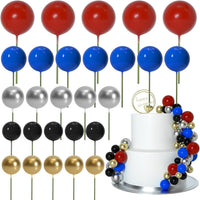 ASTARON 50 Pcs Ball Cake Topper Sticks Mini Balloons for Cake - Red Blue Series