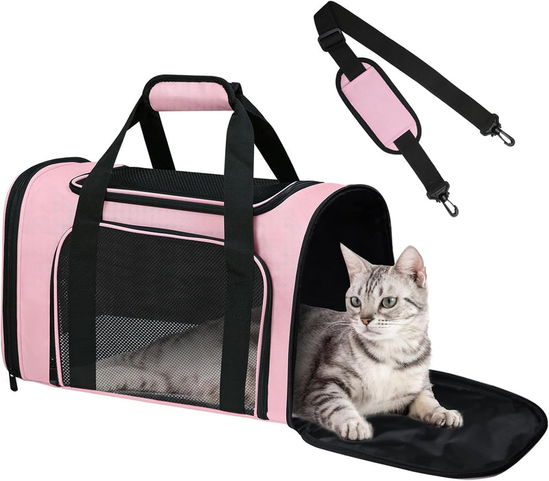 Cat Carrier Soft Up to 16 Lbs - 17.0"L x 11.0"W x 11.0"H / Pink