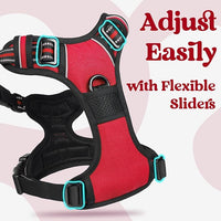 rabbitgoo Dog Harness Medium Sized, No Pull Pet Harness with 3 Buckles, Adjustable Soft Padded Vest with Control Handle, Walking Reflective Pet Vest for Medium Dogs, Red, M