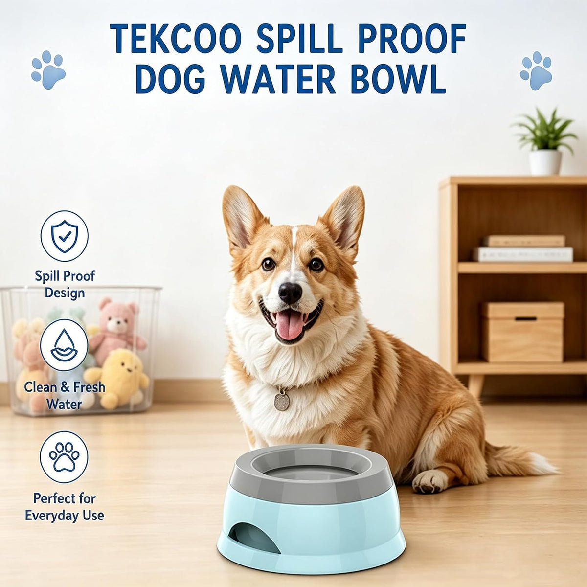 25 oz No Spill Water Bowl for Dogs and Cats Small Slow Drinking Dog - Blue - image 2