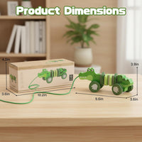 Baby Toys Car,Wooden Pull Along Toy for Toddlers 1 2 3 Year Olds – Fun for Kids & Family - Crocodile - image 4