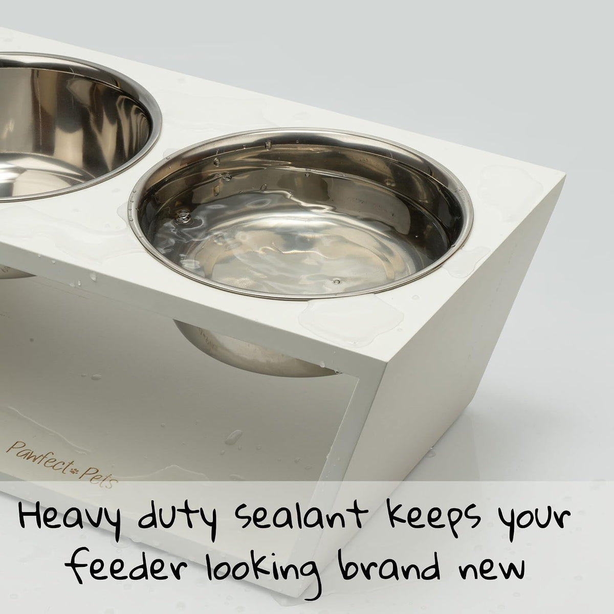 Elevated Dog Bowl Stand - 7" Raised Pet Feeder for Medium Dogs with Four Stainless Steel Bowls. - White - image 3