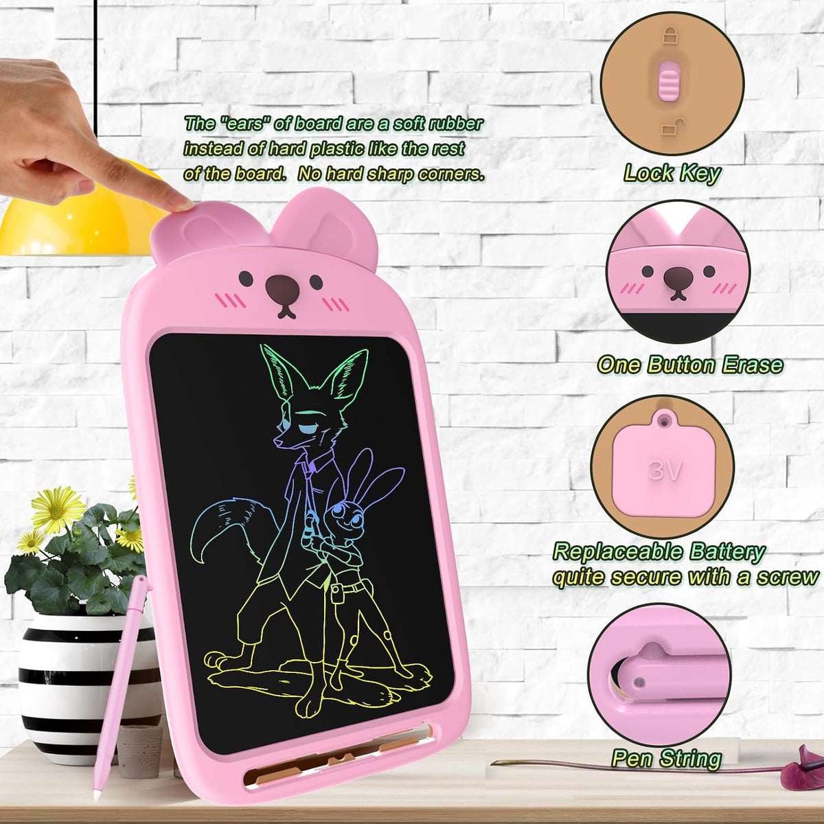 CHAFEGY lion LCD writing tablet for kids, 10 inch colorful doodle board with stylus - view 16