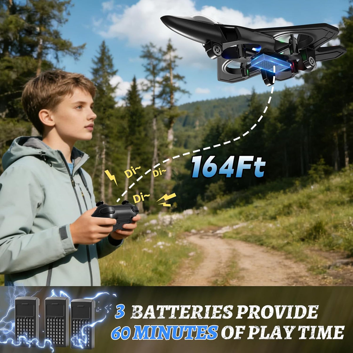 4DRC V32 Foam Remote Control Airplanes RC Planes for Kids Adults - Orange-3 Batteries - image 2