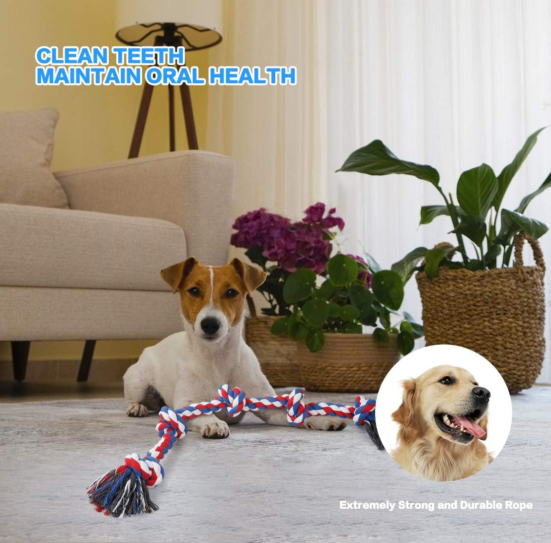 Bmag Dog Rope Toys for Aggressive Chewers - Red - image 3