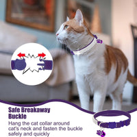 2 Pack Soft Velvet Safe Bling Diamond Cat Collars with Bells – Essentials for Cats - Pink + Purple / 9"-12" Cats / Mini Dogs - image 4