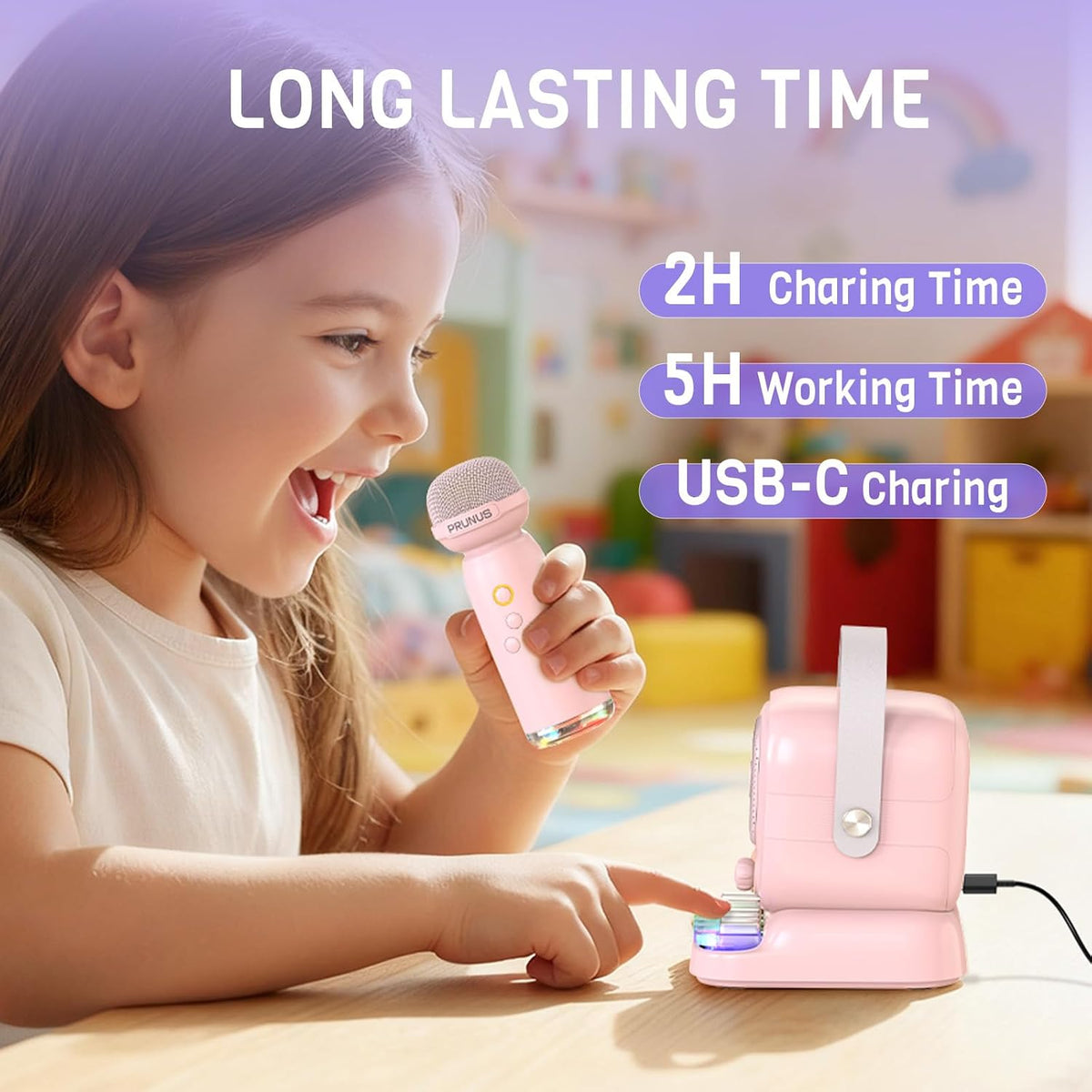 PRUNUS C20 Mini Karaoke Machine - C60Pink - image 4