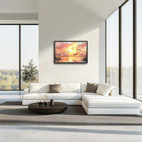Large Flamingo Wall Art for Living Room, Framed Oversized Sunset Lake Wall Decor Landscape Canvas Painting Pictures Modern Artwork for Living Room Bathroom Bedroom Office Dining Room 36"x24"