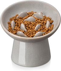 vancasso Ceramic Slow Feeder Cat Bowl - Grey