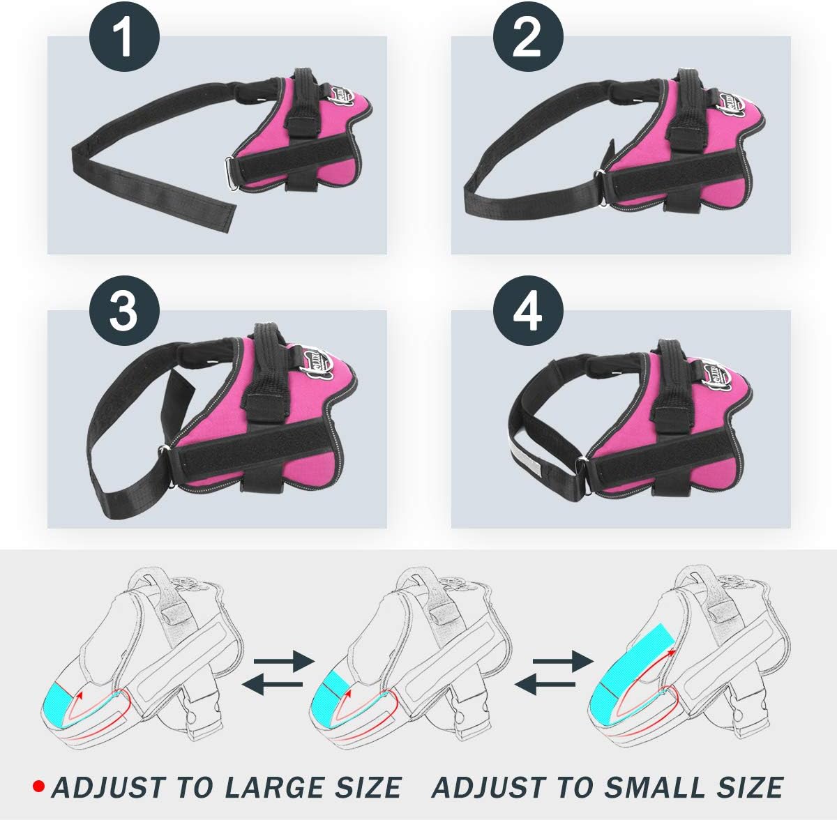 Bolux Dog Harness, No-Pull Reflective Dog Vest - Small (Pack of 1) / Rose red - image 3