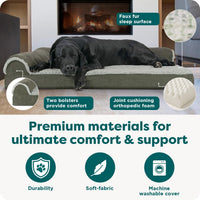 Furhaven Orthopedic Dog Bed for Large Dogs w/ Removable Bolsters - Jumbo / Dark Sage - image 4