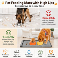 Dog Food Mat 36"x24" - Silicone Dog Mat for Food and Water Large Pet Feeding Mats with Residue - Gray / 36"L x 24"W - image 2