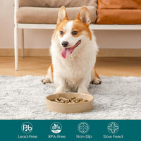 vancasso Ceramic Slow Feeder Dog Bowls - M-1.5 Cups / Brown - image 3