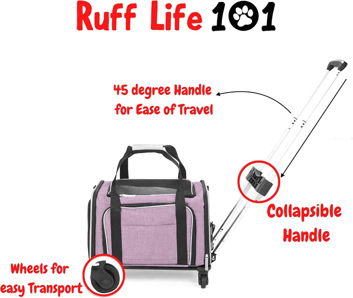 Airline Approved Expandable Premium Pet Carrier on Wheels - PINK - image 3