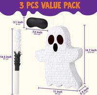 JOYIN Pumpkin Piñata Set, Foldable 10.5 x 16 Inch Jack-O’-Lantern Piñata with Stick and Blindfold - Ghost Pinata Set-3pcs - image 3