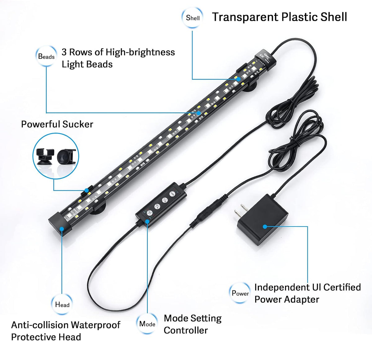 hygger 24/7 Mode Submersible Aquarium LED Light - 27.4in 16W - image 2
