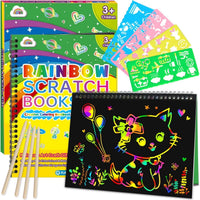 ZMLM Scratch Paper Art Craft: 2 Pack Rainbow Scratch Set for 3 4 5 6 - Classic