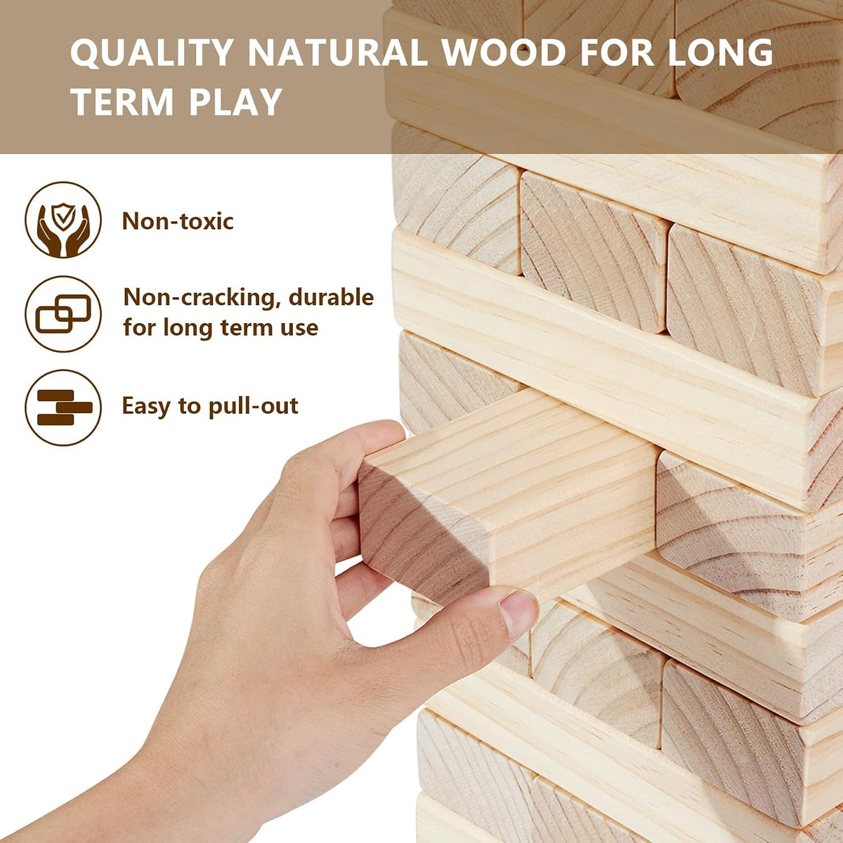 Aivalas Giant Tumble Tower 57 Blocks 4.2FT Indoor Outdoor Games - XL-Over 5 FT-60PCS - image 4