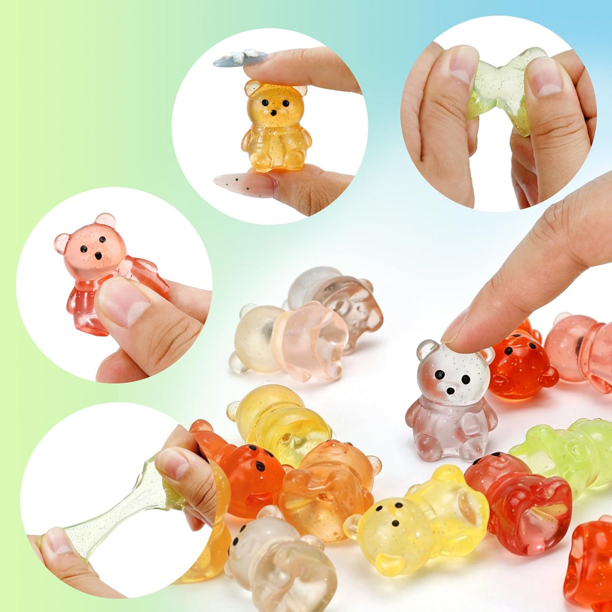Siwarm 30 Pack Mini Cube Squishy Fidget Toys for Kids and Adults – Fun for Kids & Family - 30 Mini Bear Squishy - image 4