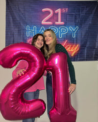 Navy Blue 1 Balloon, Number Balloon 40 Inch - Hot Pink / Number 21 - image 4