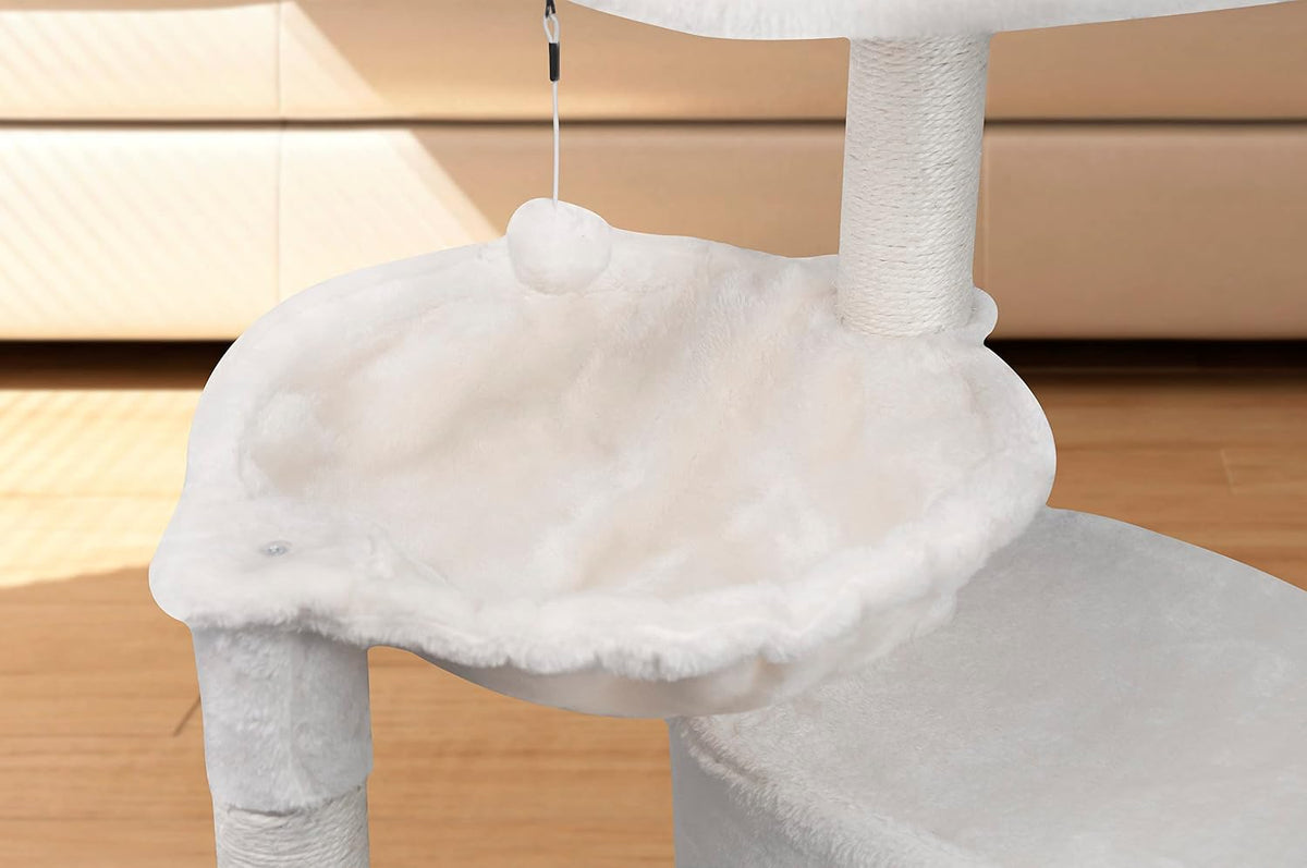 YUNIQUE Cat Tree with Cat Condo and Big Hammock, Grey – Essentials for Cats - 39.4'' Beige - image 3