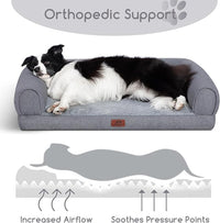 Hollypet Orthopedic Dog Bed for Large Dogs, Supportive Foam Pet Couch with Removable Washable Cover and Non-Slip Bottom, Waterproof Lining Dog Sofa Bed, Gray, L (36 * 26 * 8)
