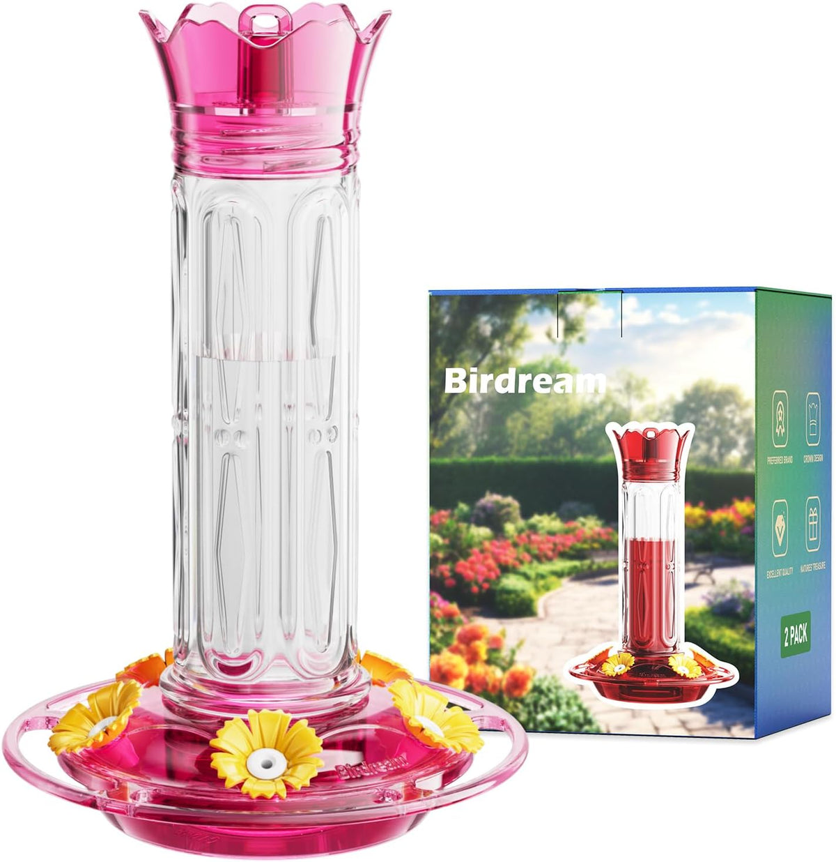 Birdream 10oz Hummingbird Feeders for Outdoors - Pink / 1 Pack