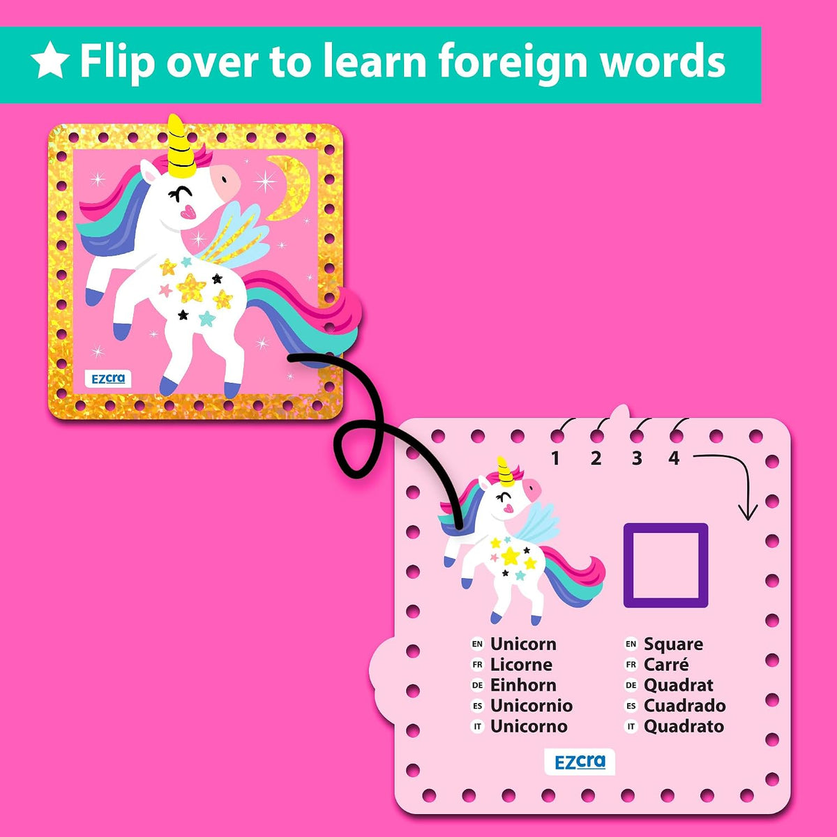 KRAFUN Princess, Unicorn & Mermaid Lacing Cards Age 3+ - Girly - image 4