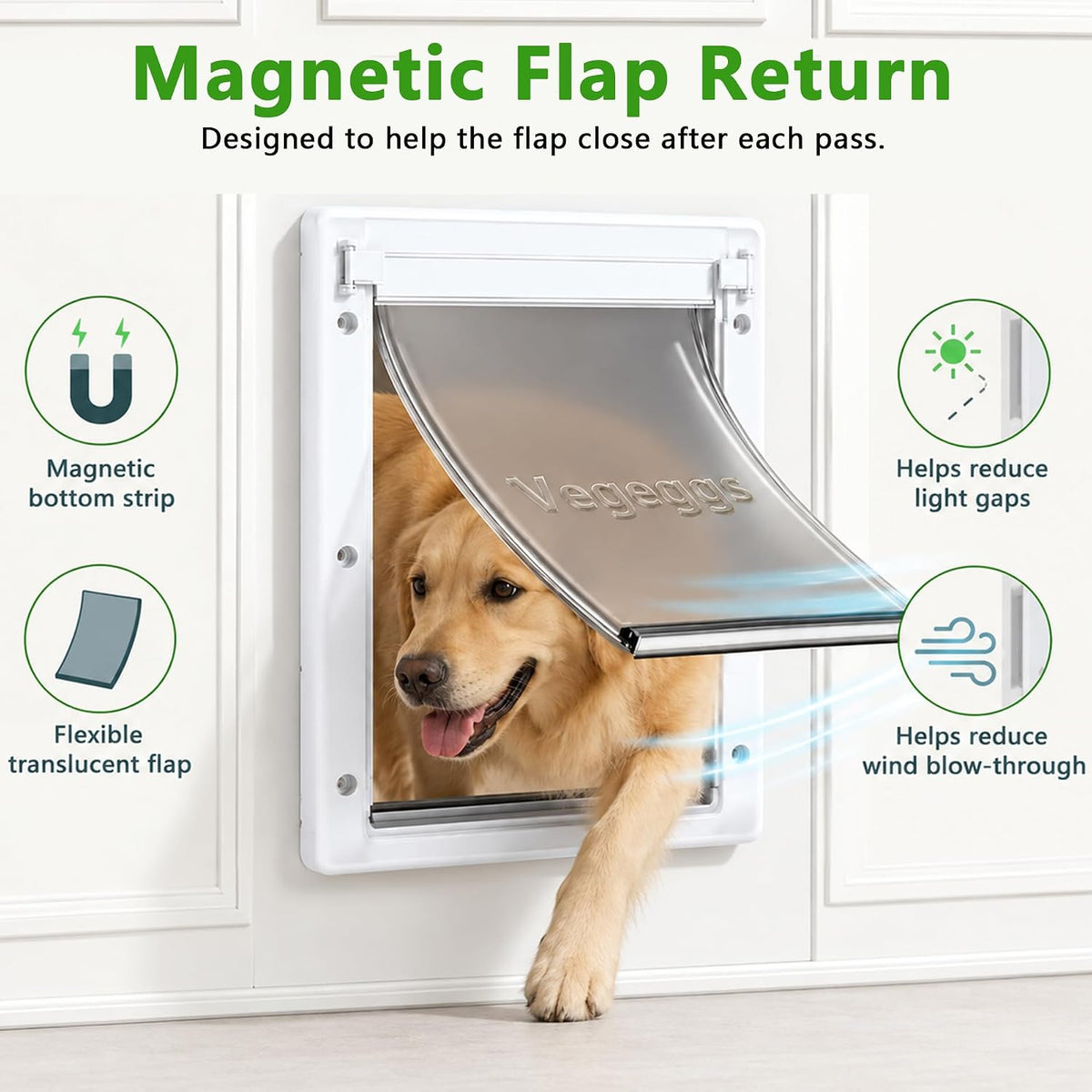 Large plastic dog door with magnetic flap and slide-in locking panel - view 3