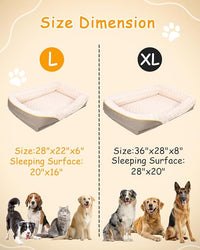 Washable Orthopedic Dog Bed for Medium Dogs, Waterproof Dog Bed with Bolster, Big Couch Sofa with Removable Cover & Non-Slip Bottom