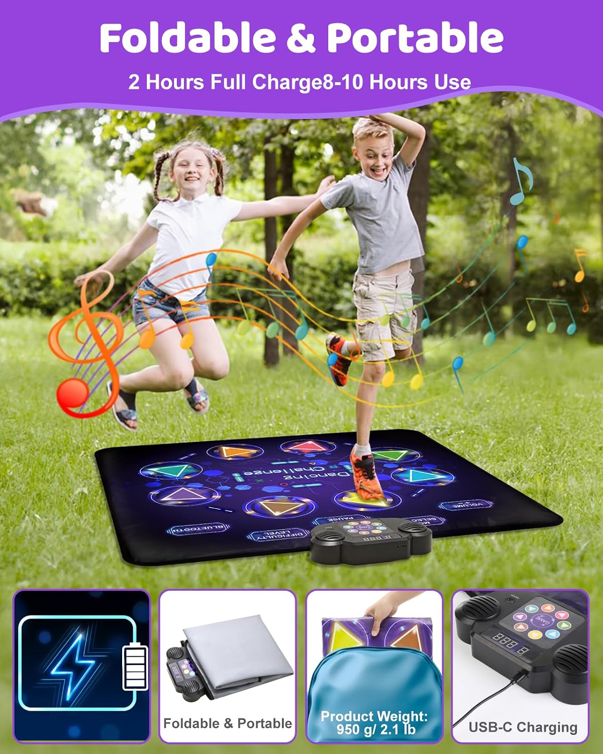 Gleamkid Dance Mat Toys for Kids: LED Light-Up 12-Button Electric - Rechargeable 8 Button - image 4