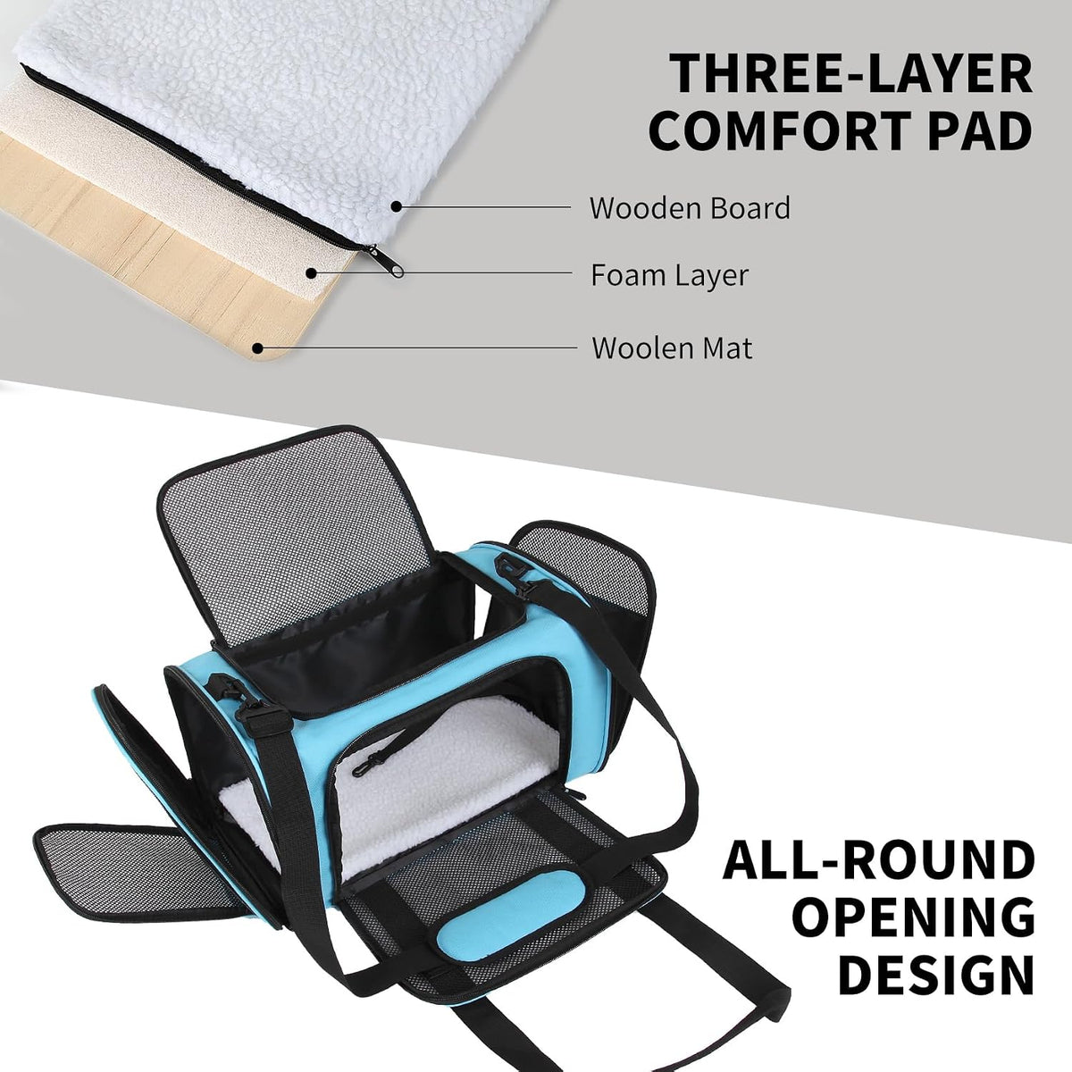 Cat Dog Carriers Soft-Sided - 17.0"L x 11.0"W x 11.0"H / blue - image 2