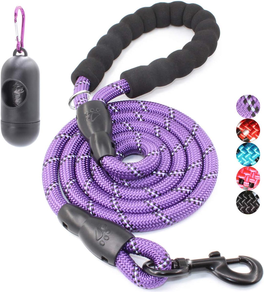 2/4/5/6 FT Dog Leash with Comfortable Padded Handle and Highly - 1/2'' x 4 FT / Purple