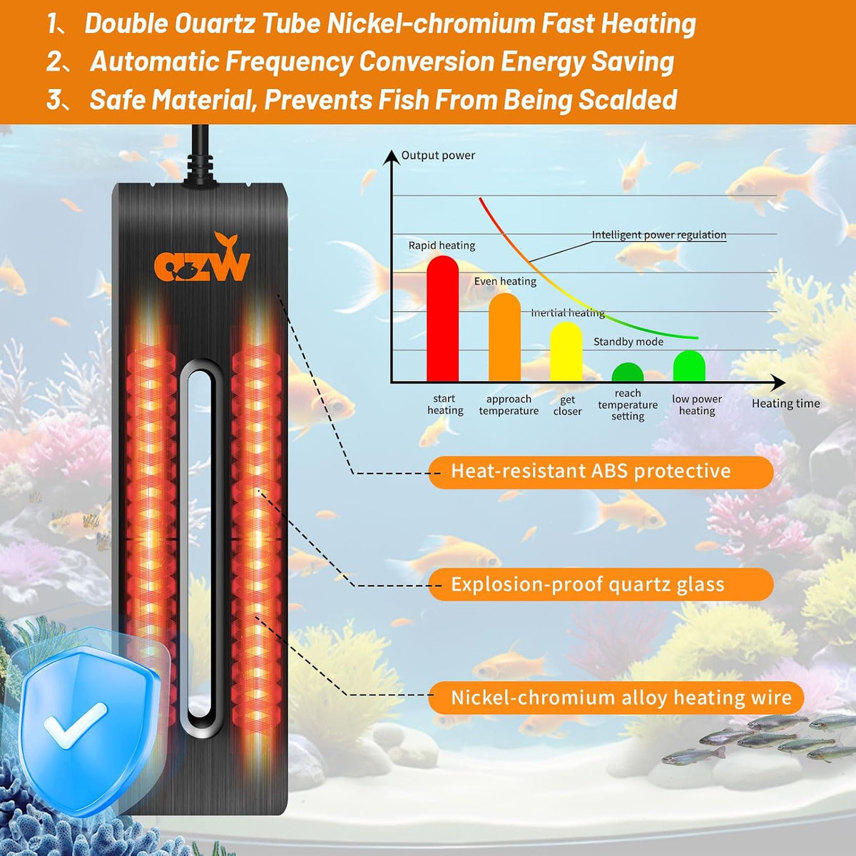 azw 800W Aquarium Heater for 110‑250 Gal - L - image 2
