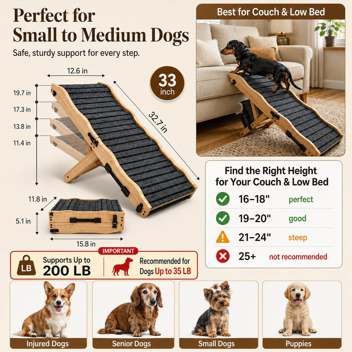 2026 Upgraded Small Dog Ramp for Couch Foldable - image 2