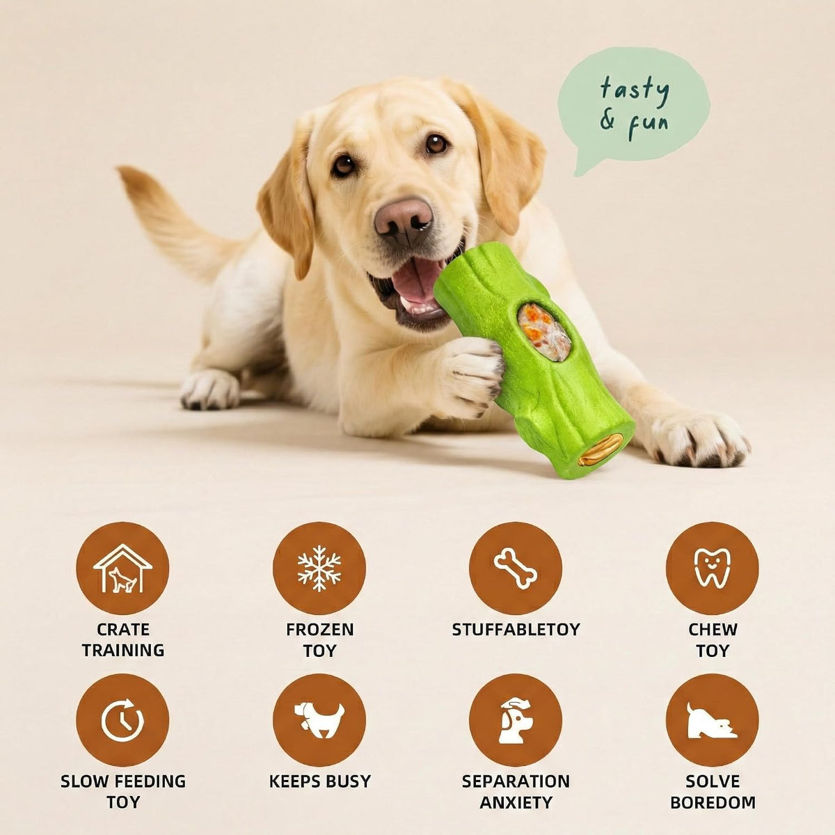 Durable Dog Puzzle Toy for Medium/Large Dogs – Essentials for Dogs - Green & Brown / Tree stump 2 Pack - image 3