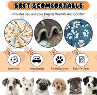 Rezutan Blanket for Large Dogs & Cats Soft Reversible Cute Paw 40"x31" – Essentials for Dogs - Gray/Blue/Beige(pack of 3) / Large,41x31inch - image 2