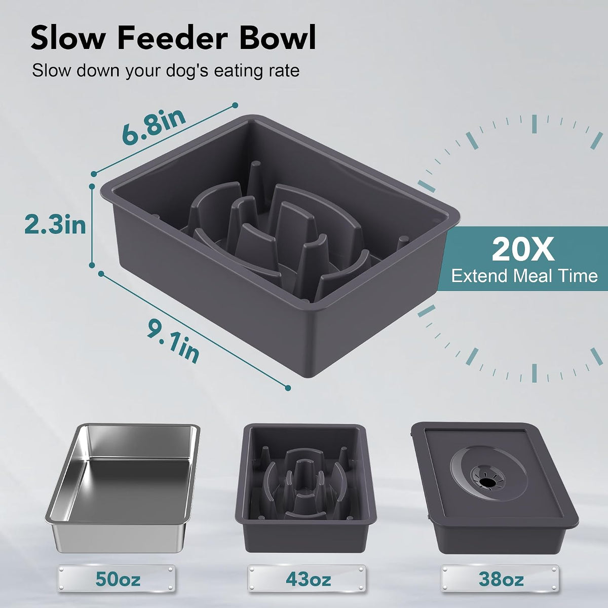 UPSKY 2-in-1 Elevated Dog Bowls Set with 4 Height Adjustable Stand - D-3 in 1 (Grey) - image 4