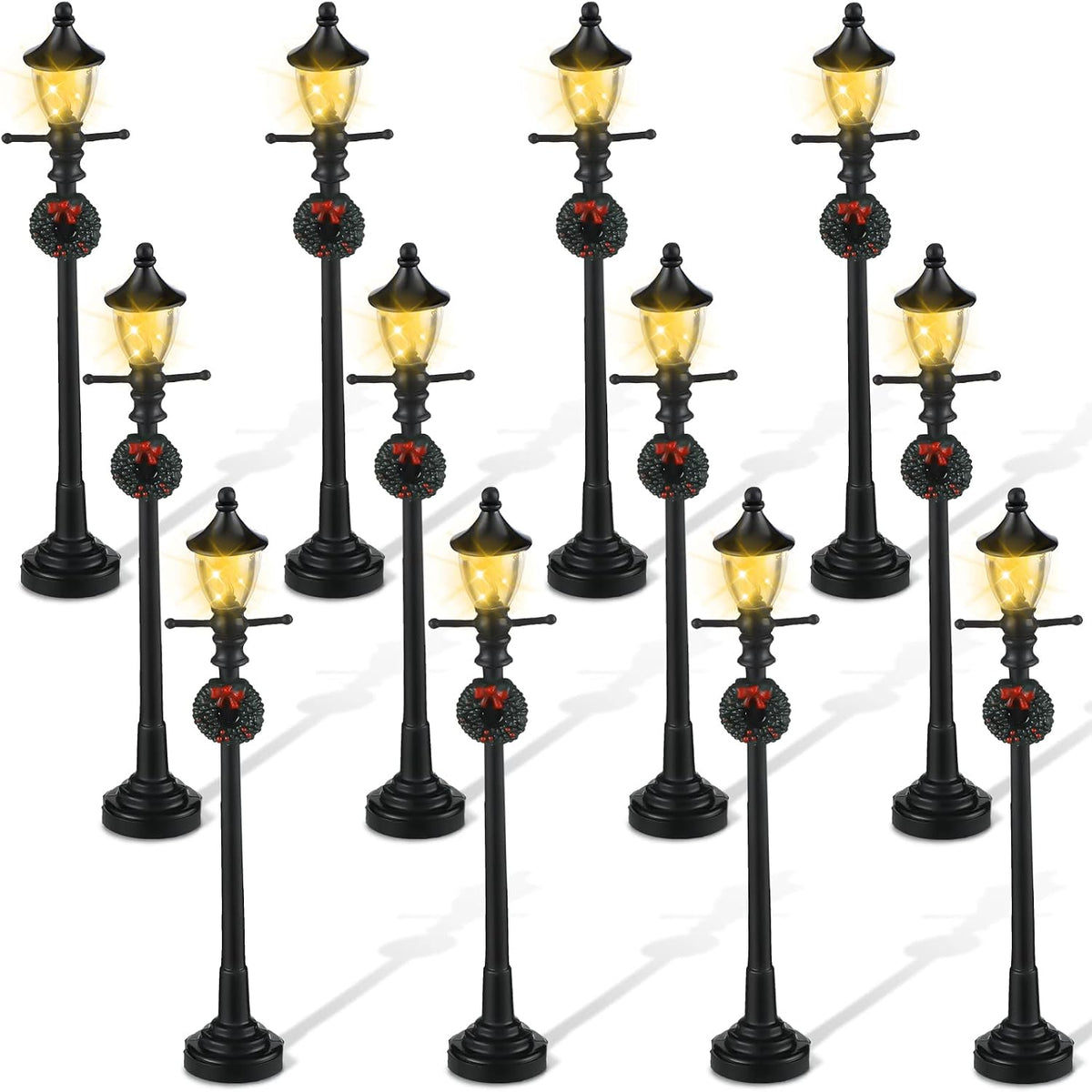 Mudder 12 Pcs Christmas Miniature Village Lamp Post Light - Adorable / 12
