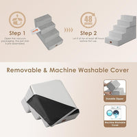 EHEYCIGA Dog Stairs for High Bed 22.5" H, 5-Step Dog Steps for Bed, Pet Steps for Small Dogs and Cats, Non-Slip Balanced Pet Ramp Indoor, Light Grey