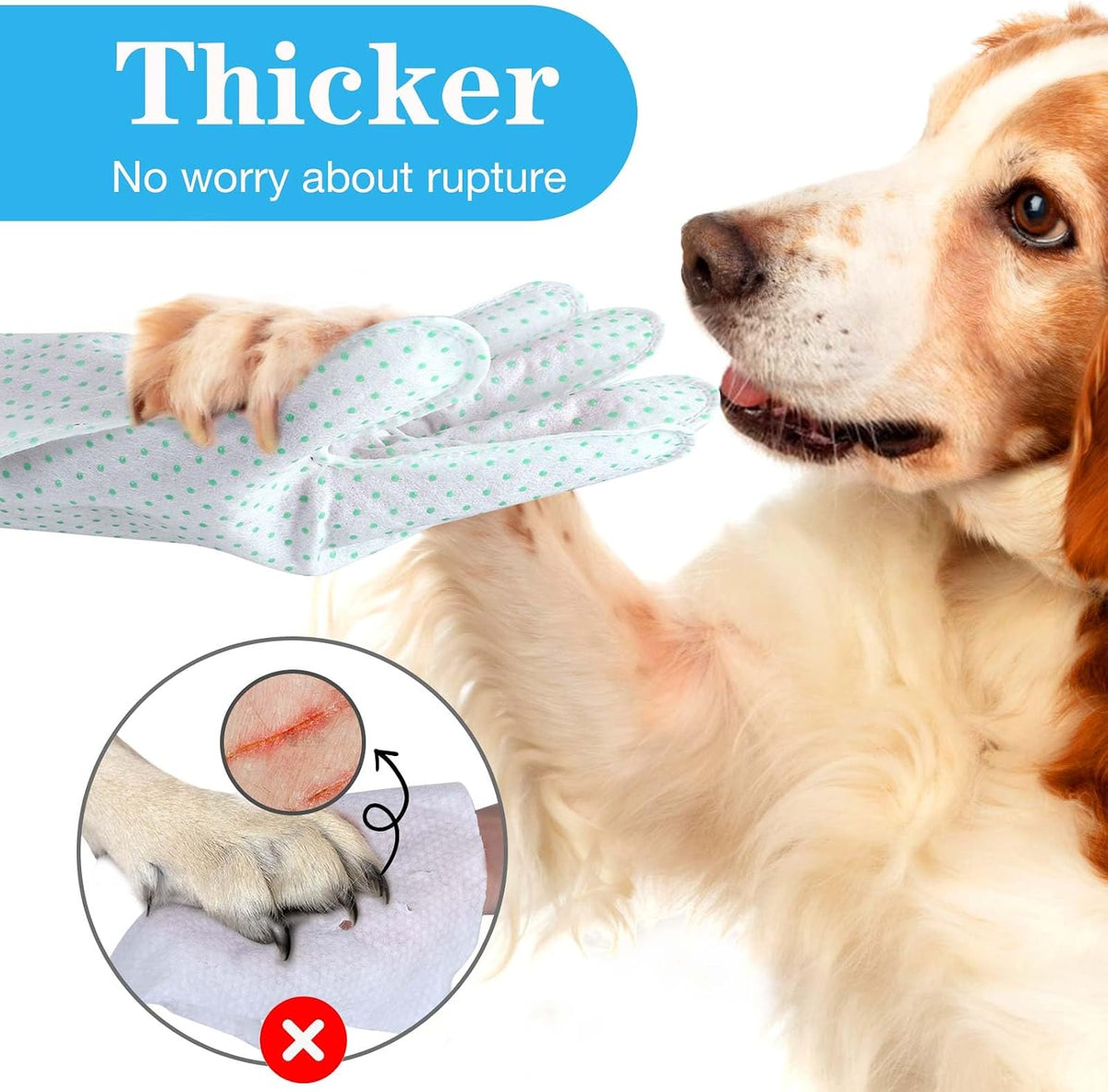 Dog Cleaning Gloves Wipes 15pcs Deodorizing Disposable Pet Grooming - 15pcs - image 4