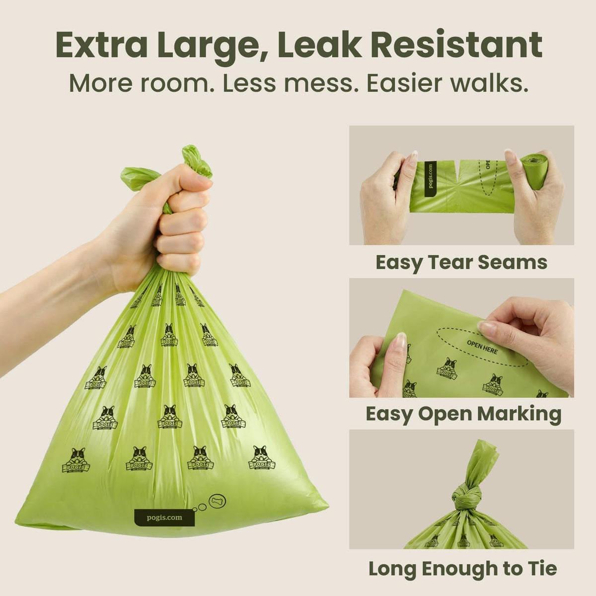 Pogi's Large Dog Poop Bags, Single Roll, Leak-Proof - 900 Count (Pack of 1) / Scented - image 2