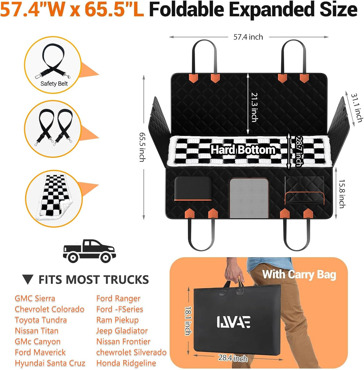 IJVAE Dog Seat Cover for Back Seat - White / For Full Size Truck - image 3
