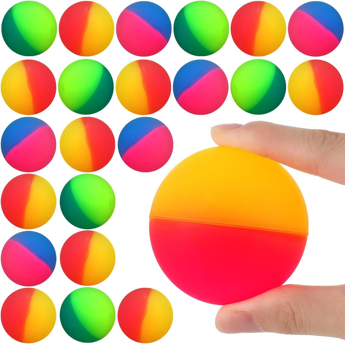 Jenaai 50 pack 45 mm two-color rubber bouncy balls - view 5