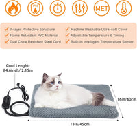 Heated Dog Bed, Waterproof Adjustable Temperature Dog Cat Heating Pad with Timer, Indoor Pet - S: 18" x 16" / Grey - image 2